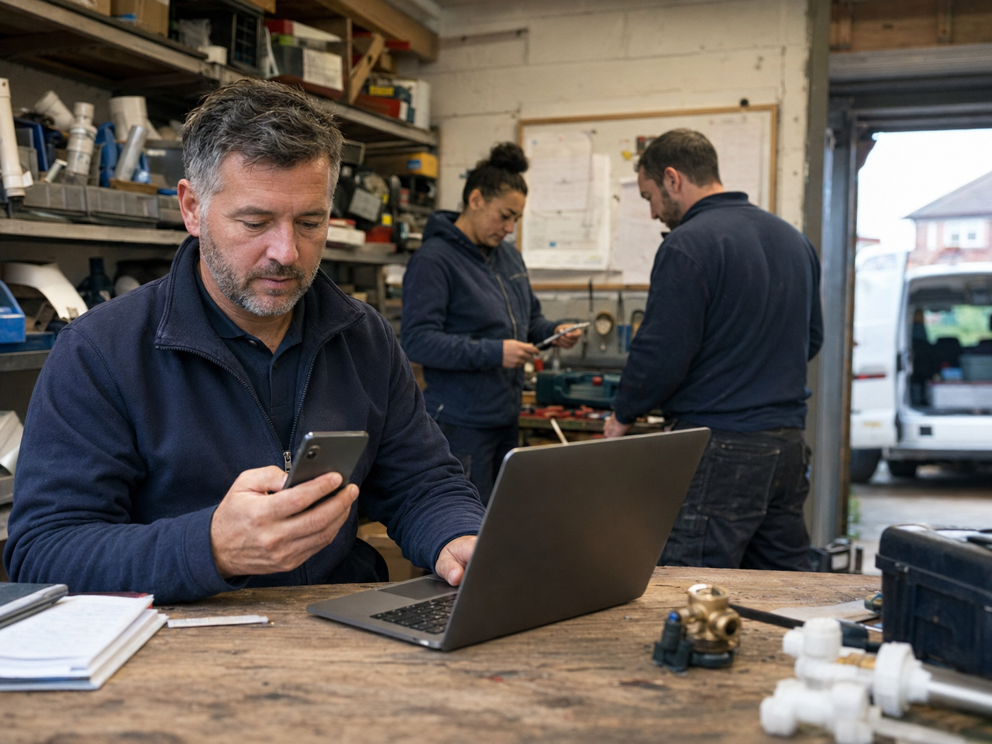 A property maintenance team reviewing a customer enquiry
