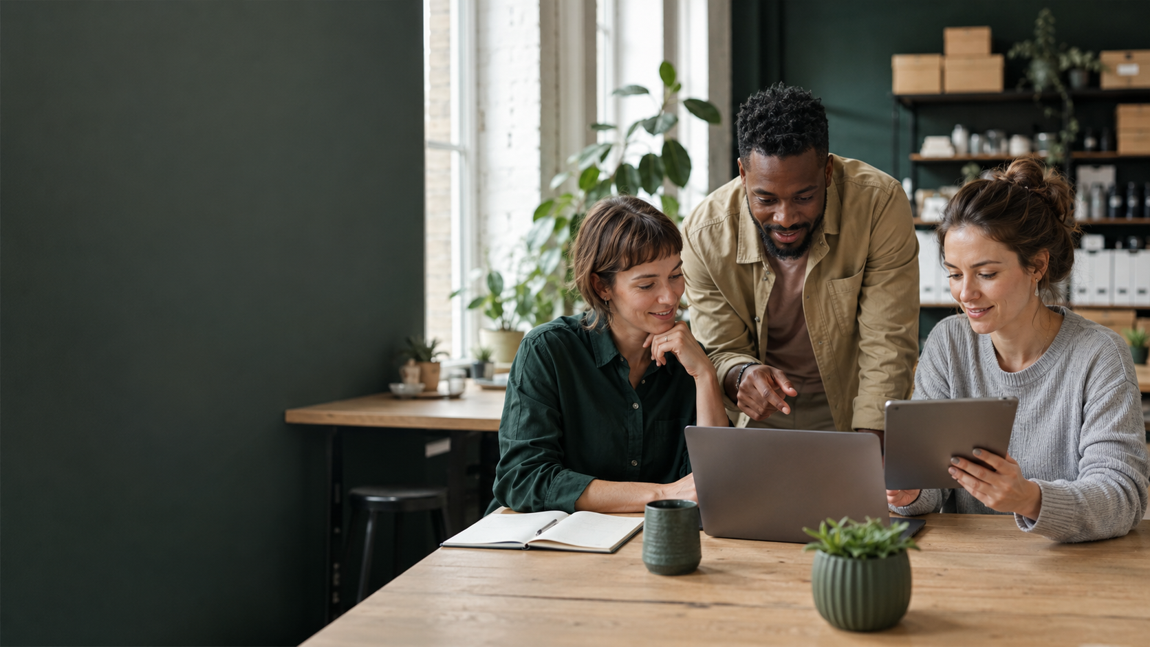 A small business team using its custom AI app